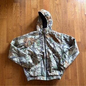 90s Kids Camouflage Hooded Hunting Jacket Quilted Interior
